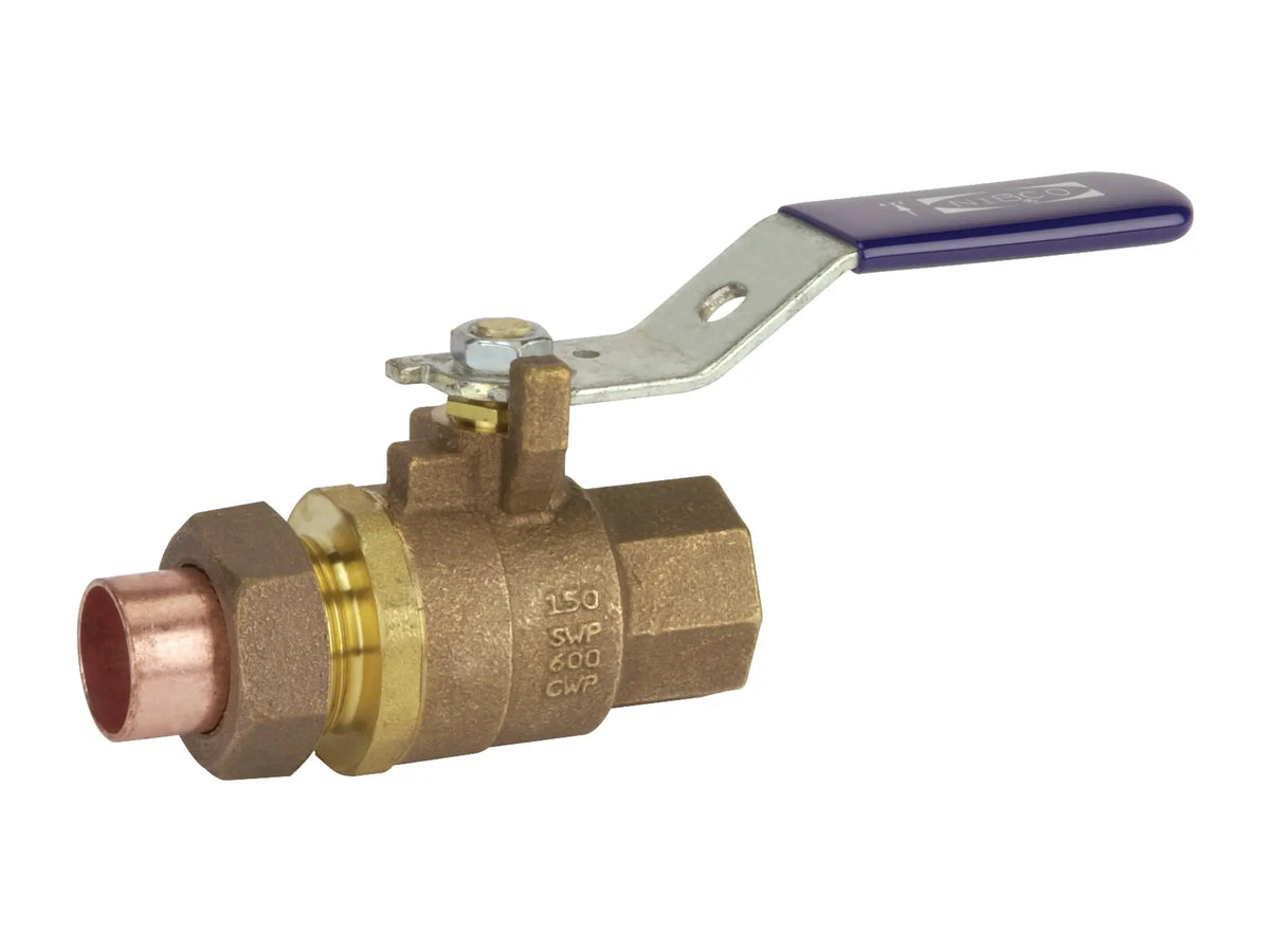NIBCO NL95G26, 1/2in. Two-Piece Bronze Ball Valve Threaded x Solder, Single Union End