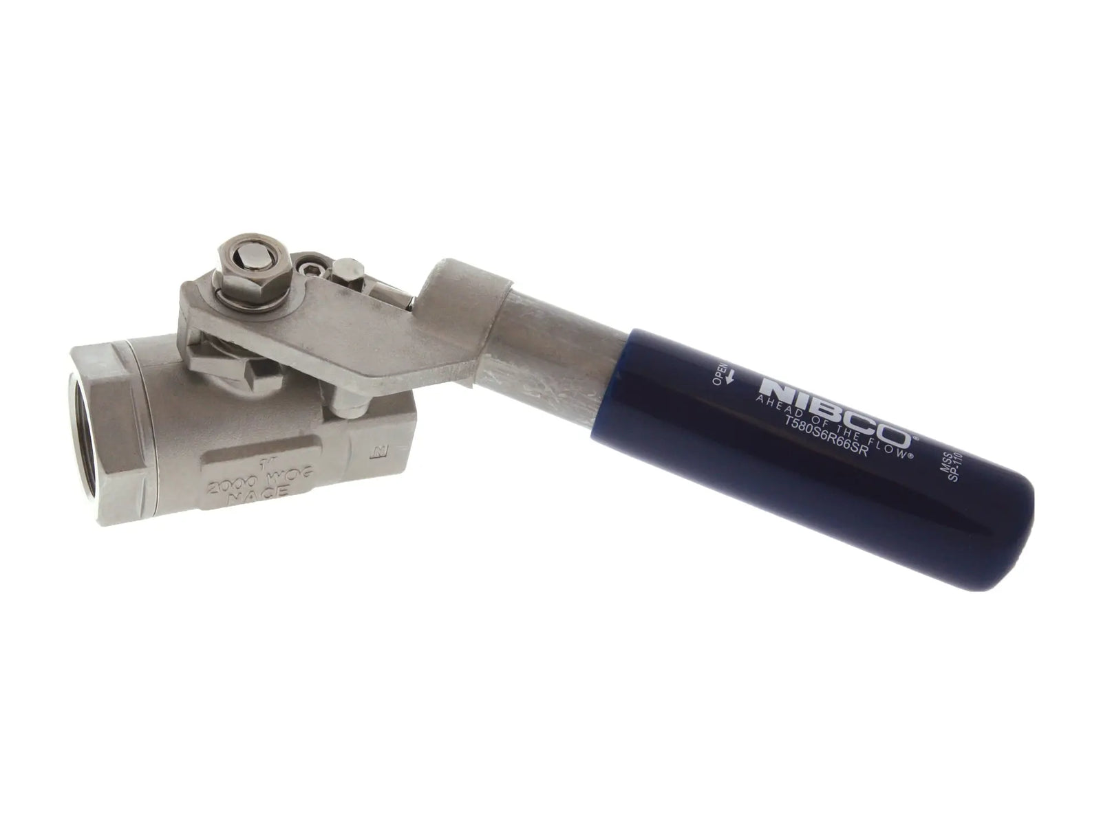 NIBCO NL95XZC, 1-1/2in. Two-Piece SS Ball Valve Conventional Port, SS Trim, Spring Return Handle