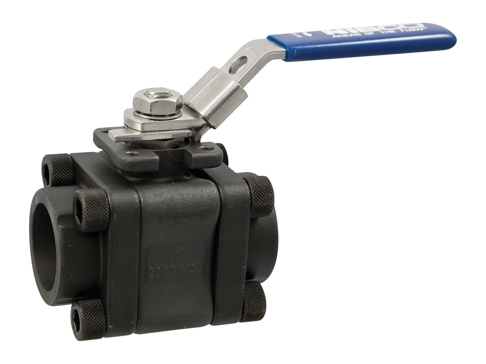 NIBCO NL97028, 3/4in. Three-Piece Carbon Steel Ball Valve Fire Safe, Socket Weld ISO Mount End