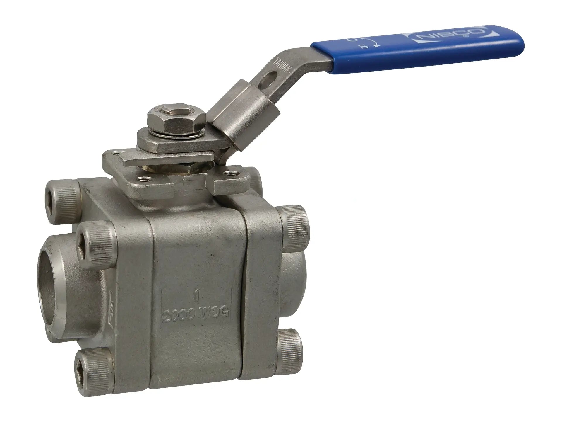 NIBCO NL97318, 3/4in. Three-Piece Stainless Steel Ball Valve Butt Weld ISO Mount