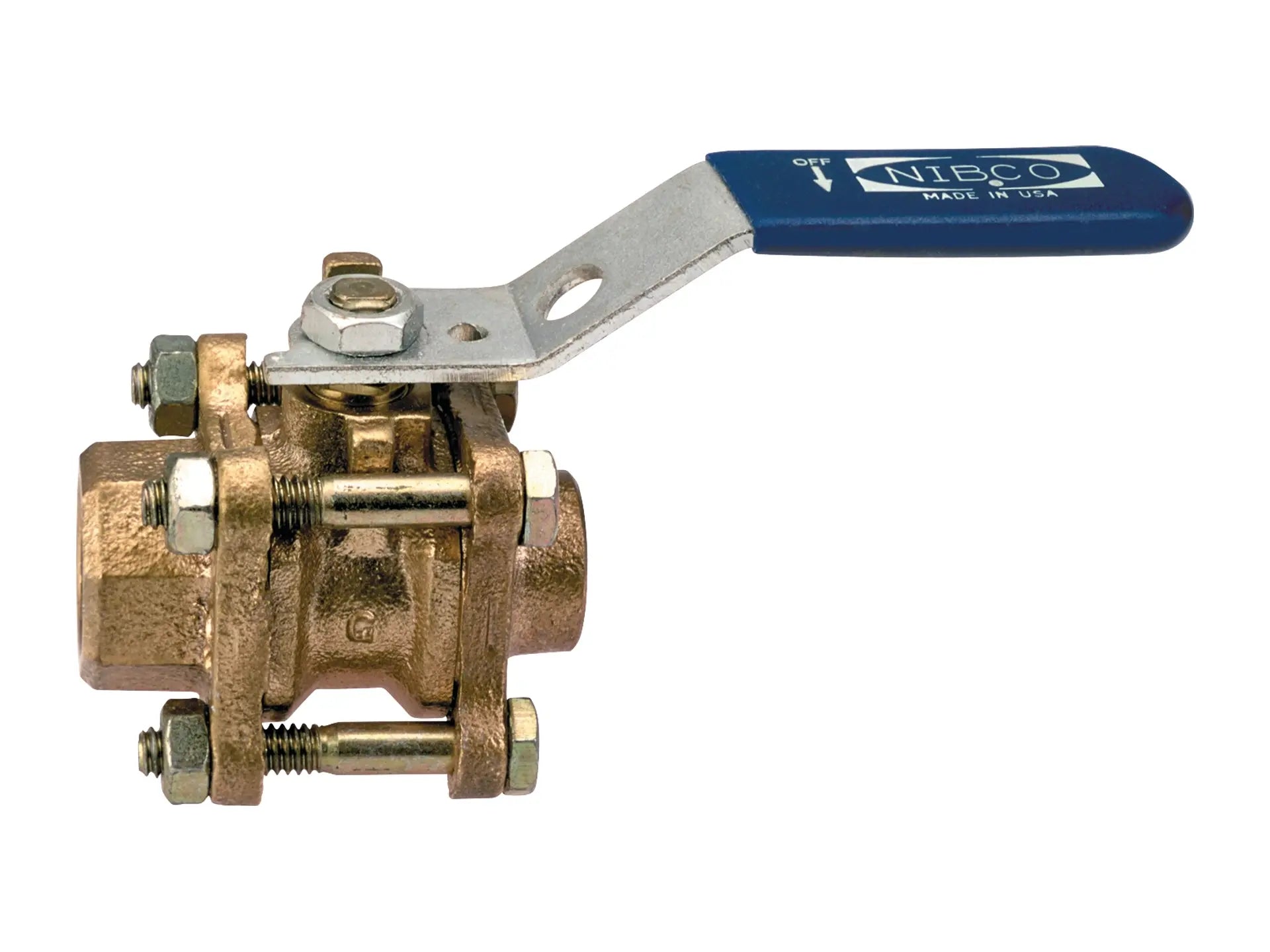 NIBCO NL99A08, 3/4 in. Three-Piece Bronze Ball Valve Thread x Solder End Connection TS-595-Y