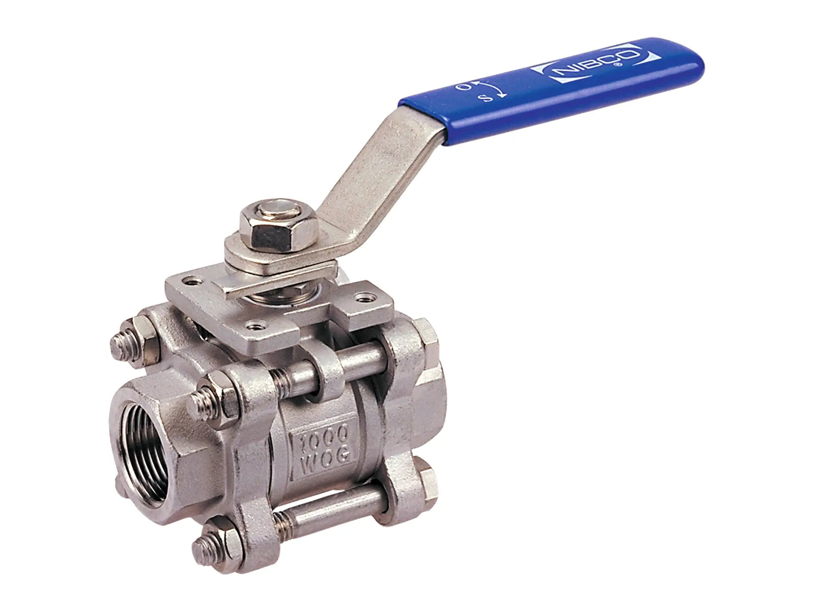 NIBCO NL99K5A, 1 in. Three-Piece Stainless Steel Ball Valve Threaded ISO Mount TM-595-S6R-66-LL