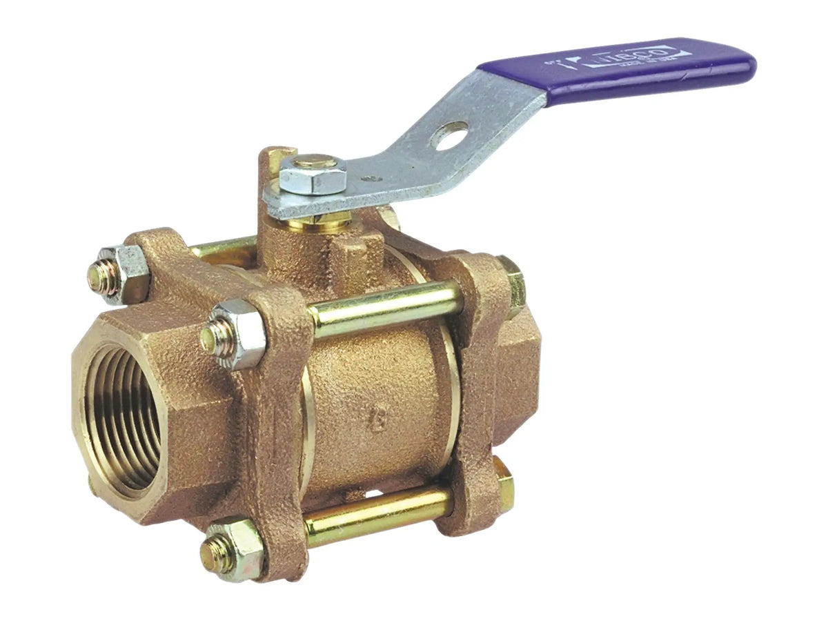 NIBCO NL99W04, 1/4 in. Three-Piece Bronze Ball Valve Full Port, Threaded End Connections T-595-Y-X