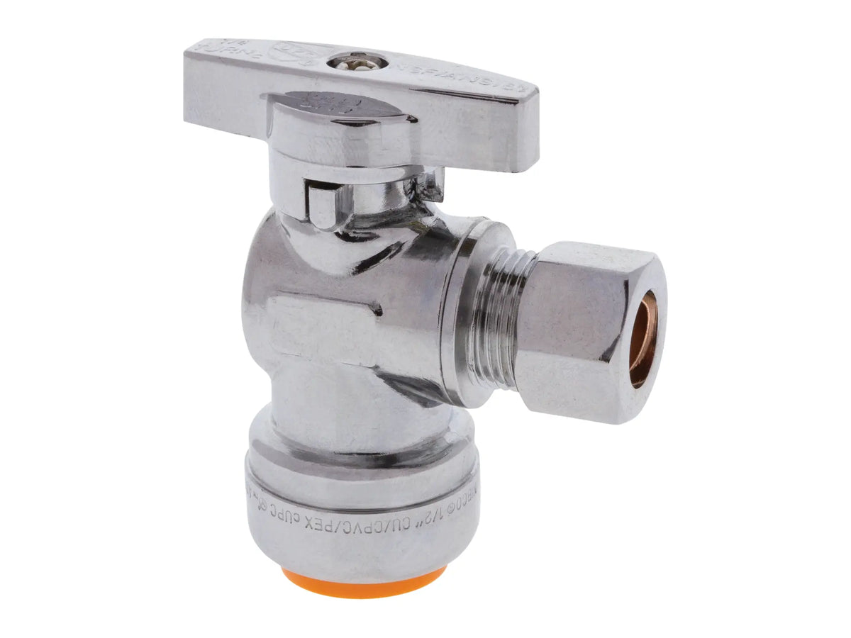 NIBCO NN612L5, 1/2in. x 3/8in. O.D. Supply Stop Valve Lead Free*, Angle, PUSH x Compression
