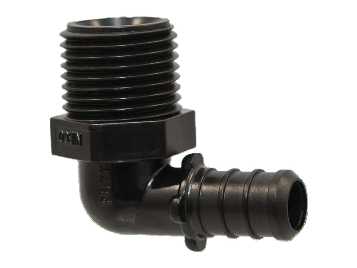 NIBCO PX01968C, 3/4 in. x 1/2 in. MIP Poly Adapter Elbow NPD25BE