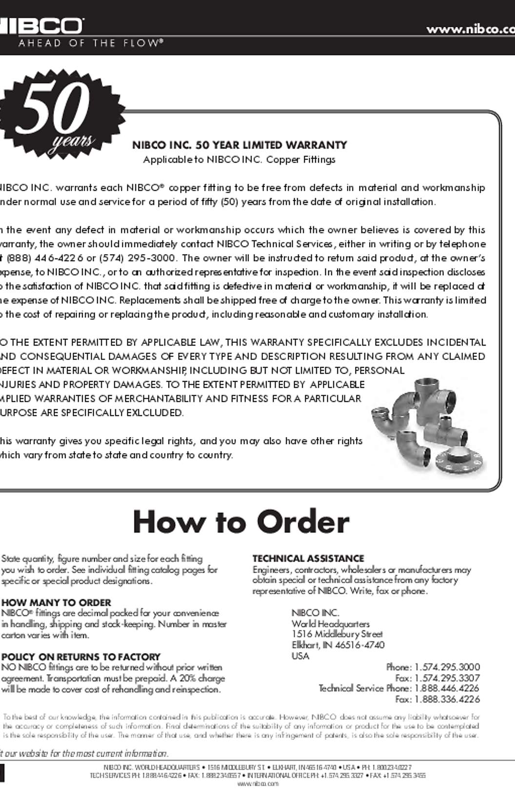 NIBCO Copper Fittings Warranty