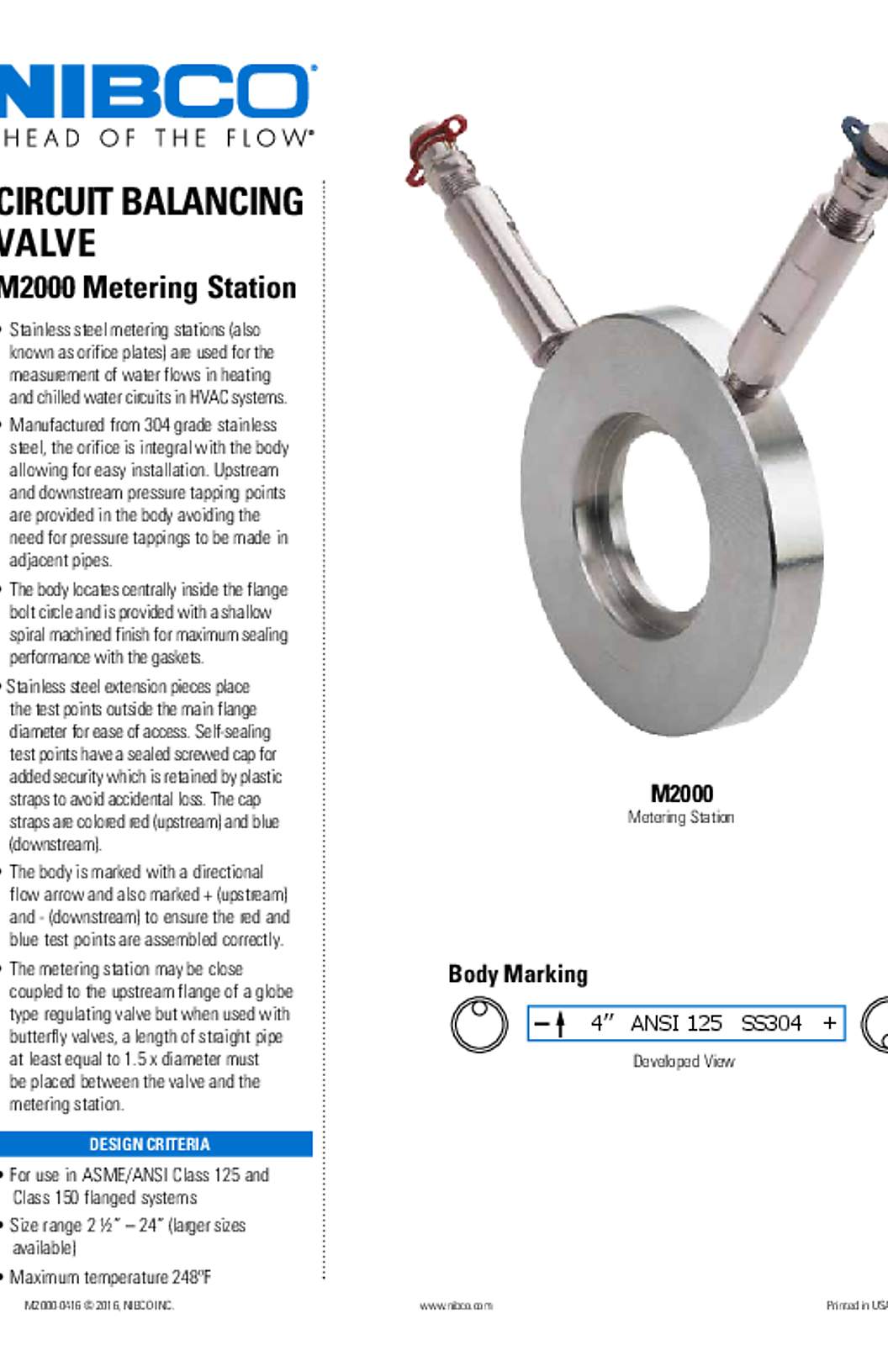 NIBCO FLO-BOSS® Metering Station Circuit Balancing Valve (M2000 Series) NPI