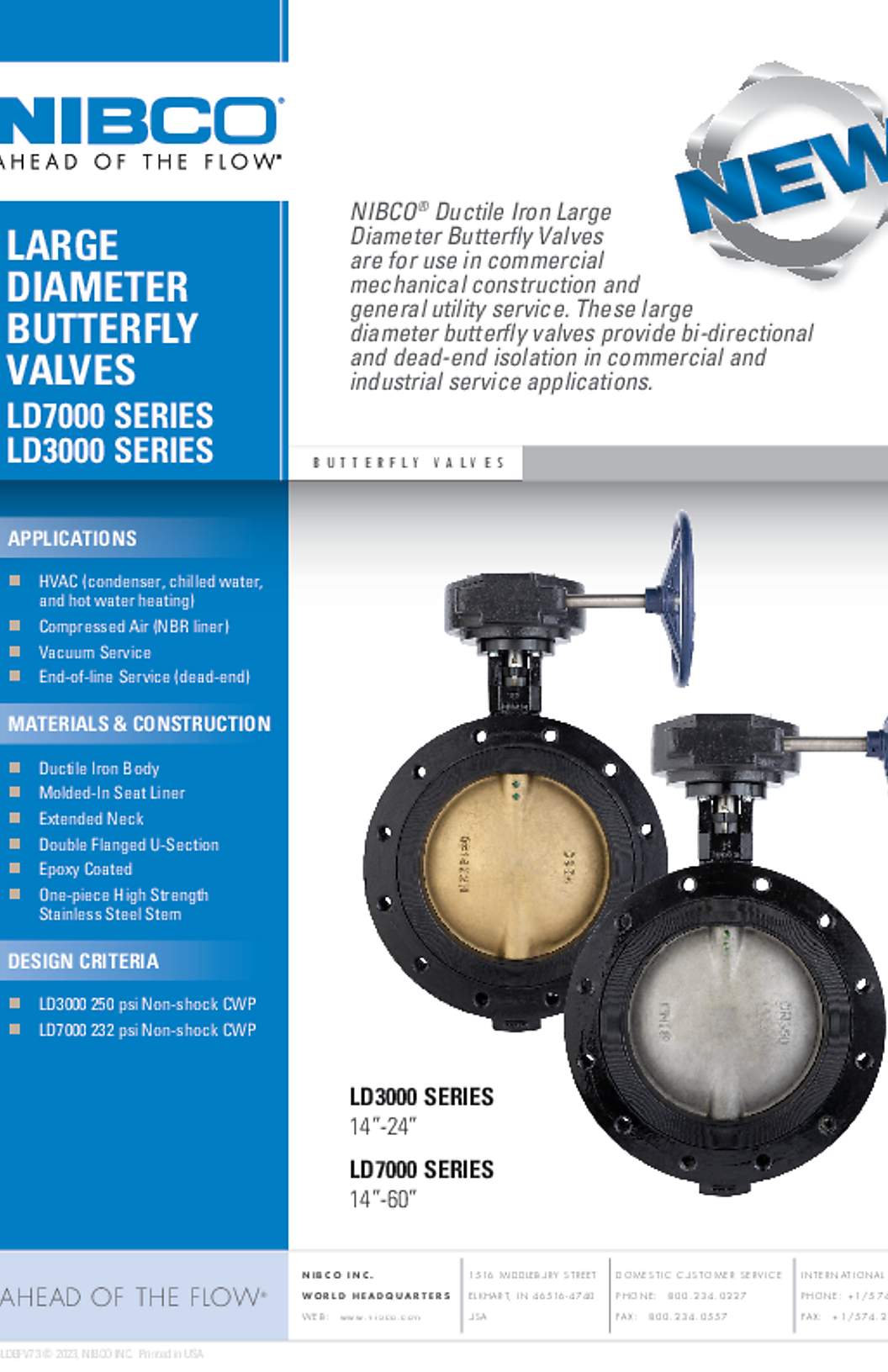 NIBCO Large Diameter Butterfly Valves (LD-3000/7000 Series) NPI