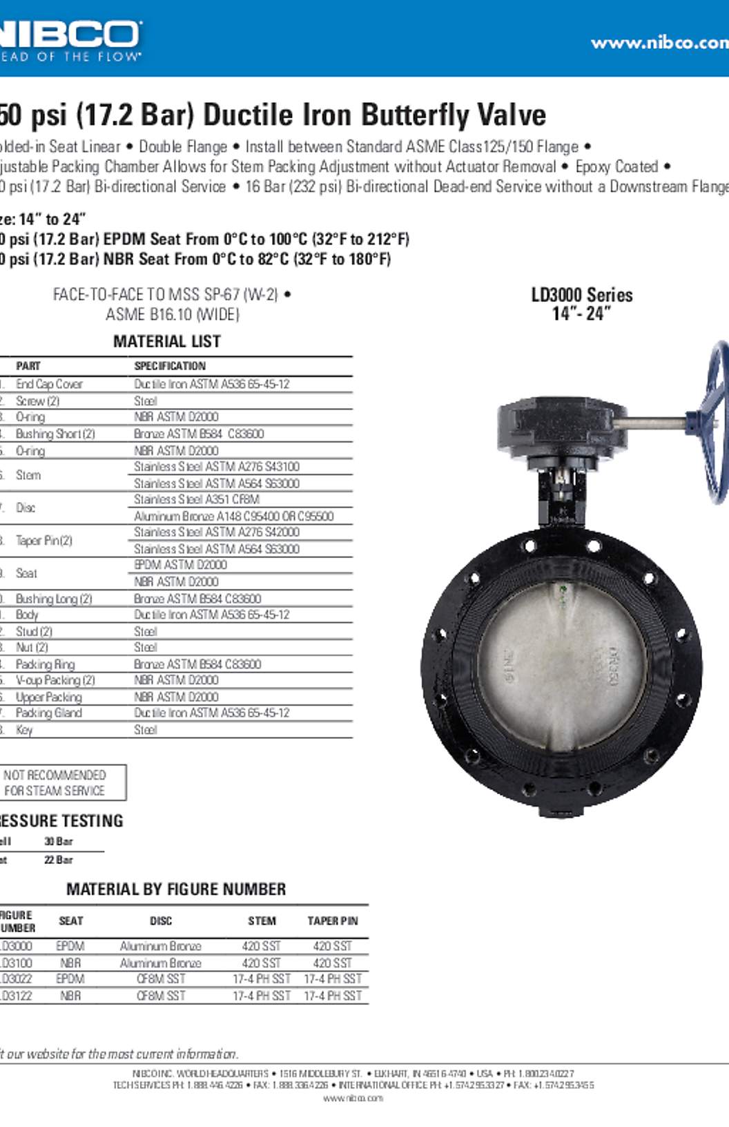 NIBCO LD3000 Series 14"-24" Spec Sheet
