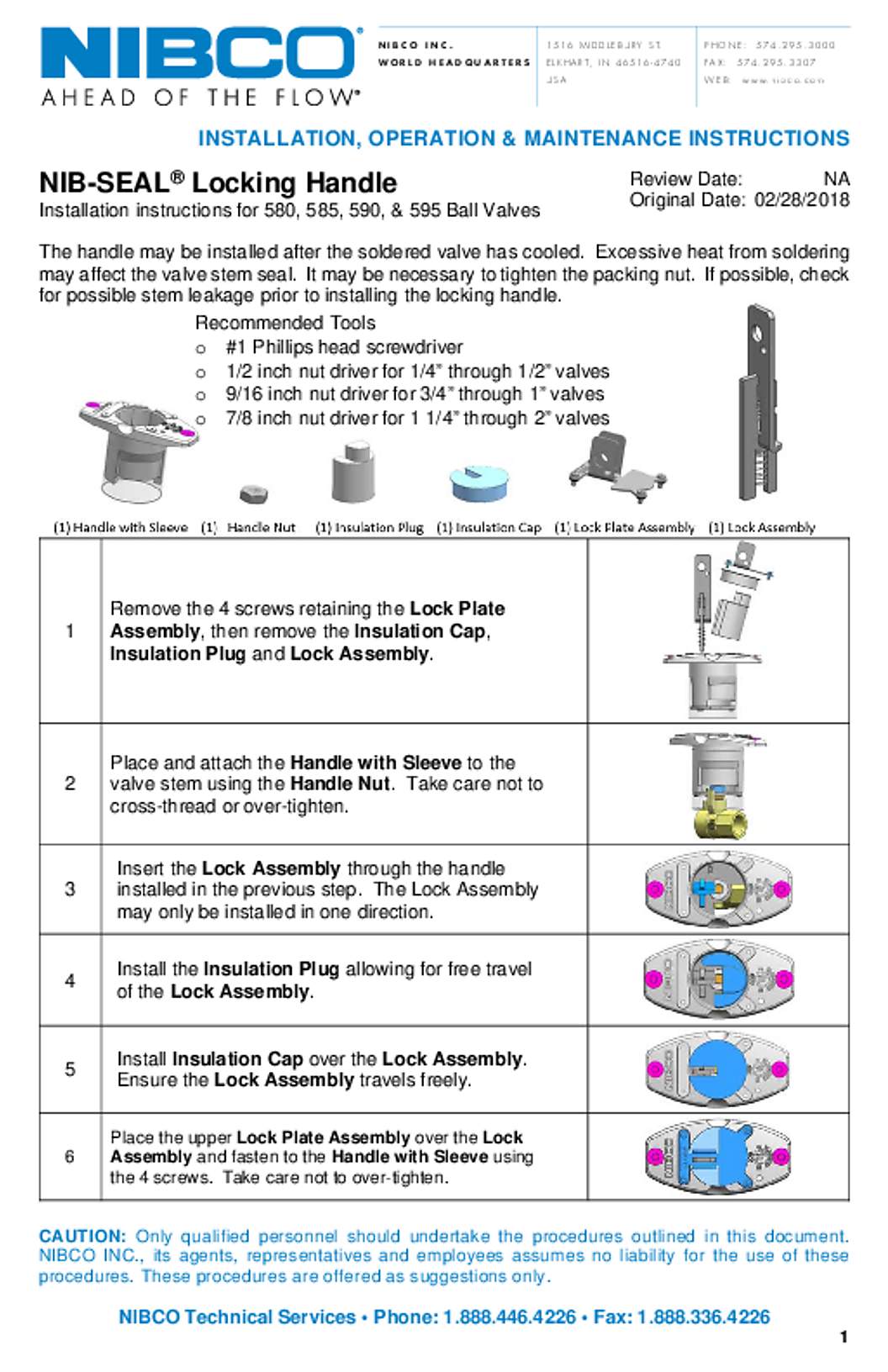 NIBCO NIB-SEAL Locking Handle IOM Manual