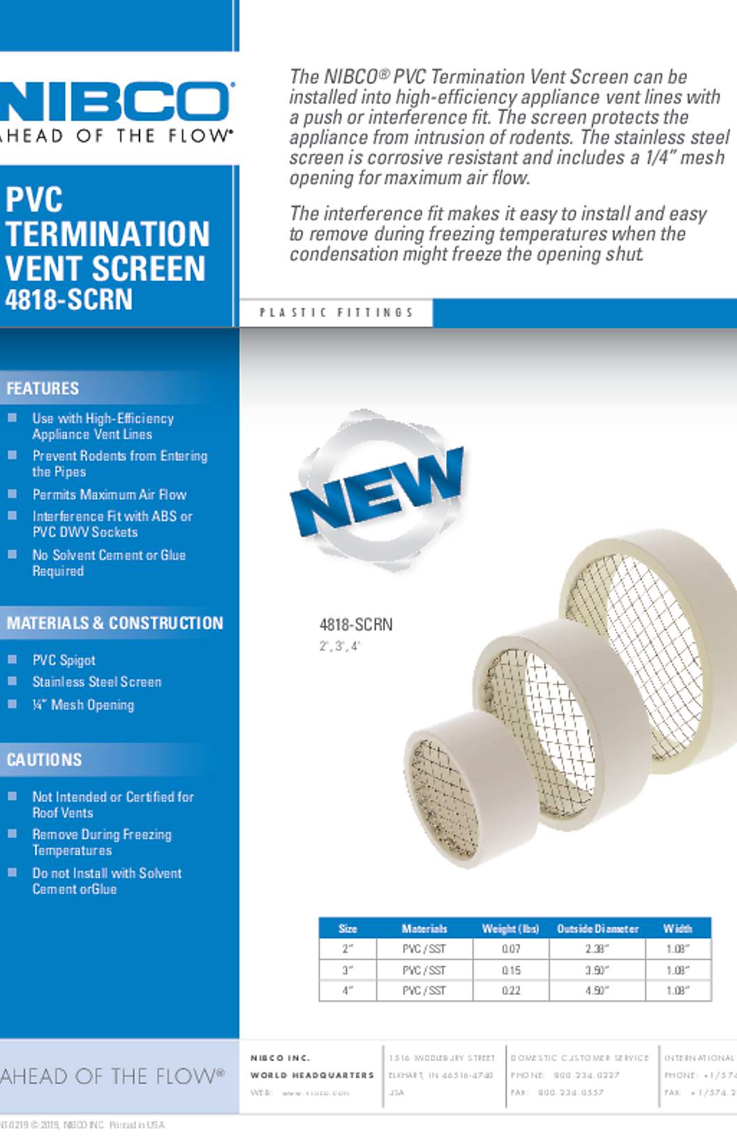NIBCO PVC Termination Vent Screen NPI