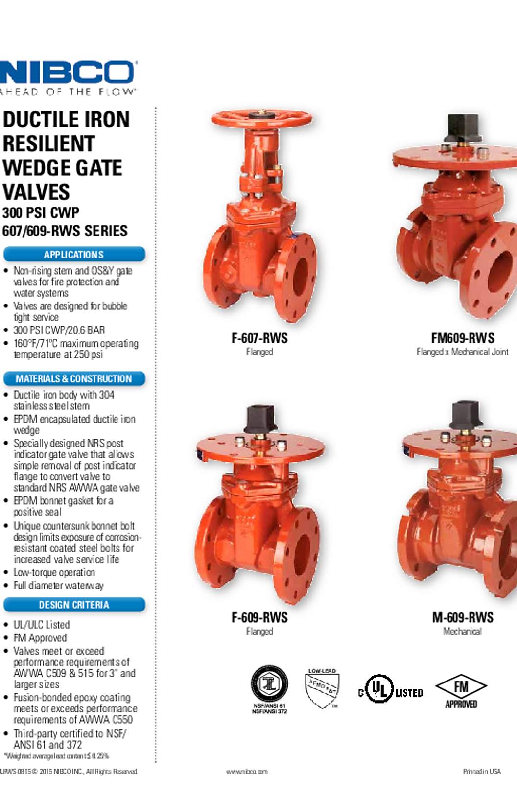 NIBCO Ductile Iron Resilient Wedge Gate Valves 619-RWS Series
