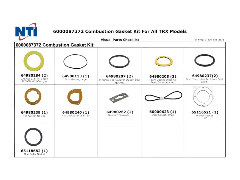NTI 6000087372, Combustion Gaskets For Water Tube