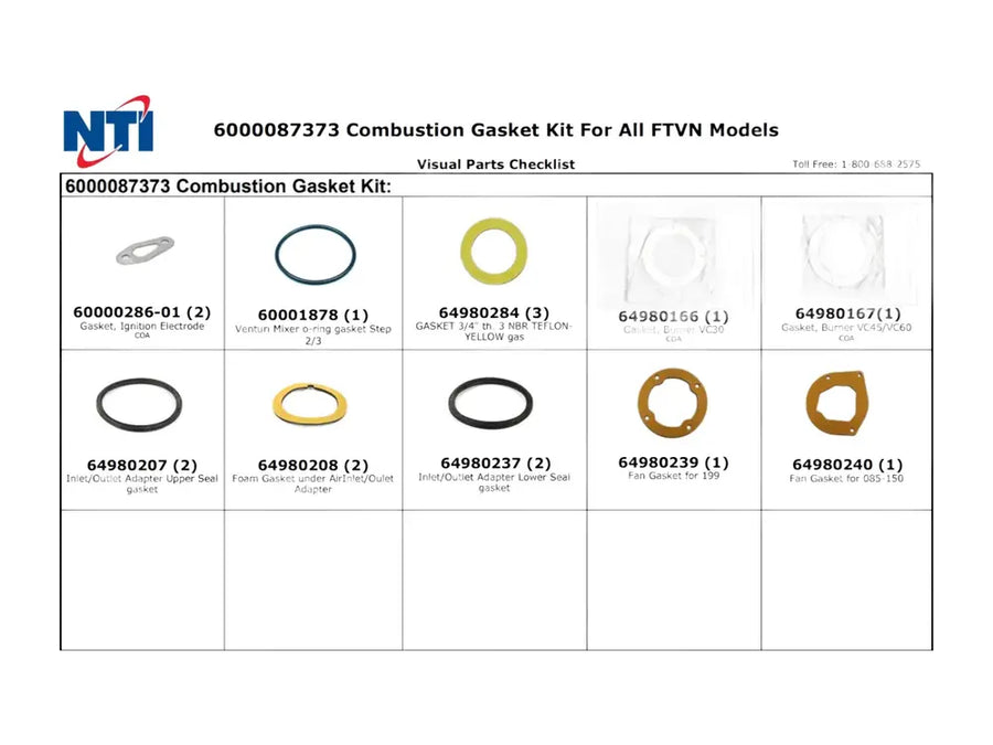 NTI 87373, Ftvn Combustion Gaskets