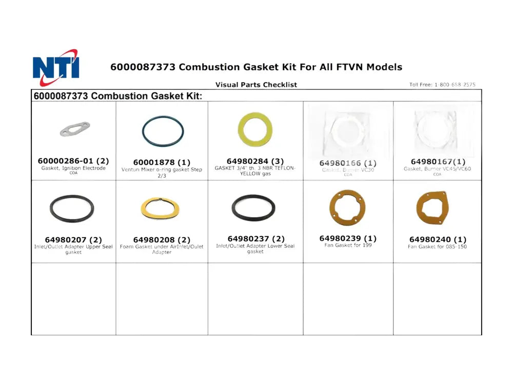 NTI 87373, Ftvn Combustion Gaskets