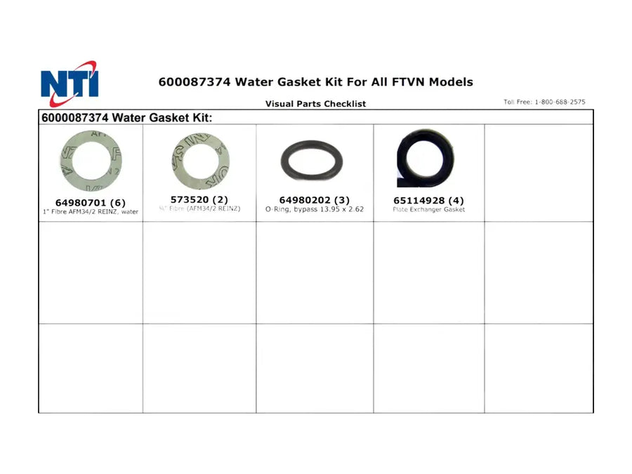 NTI 87374, Ftvn Water Gaskets