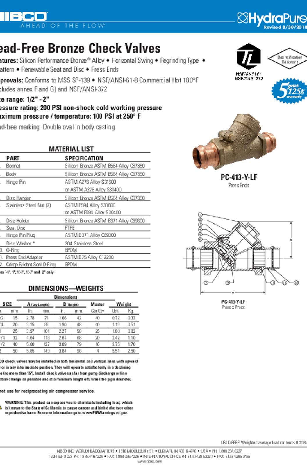 NIBCO PC-413-Y-LF Submittal