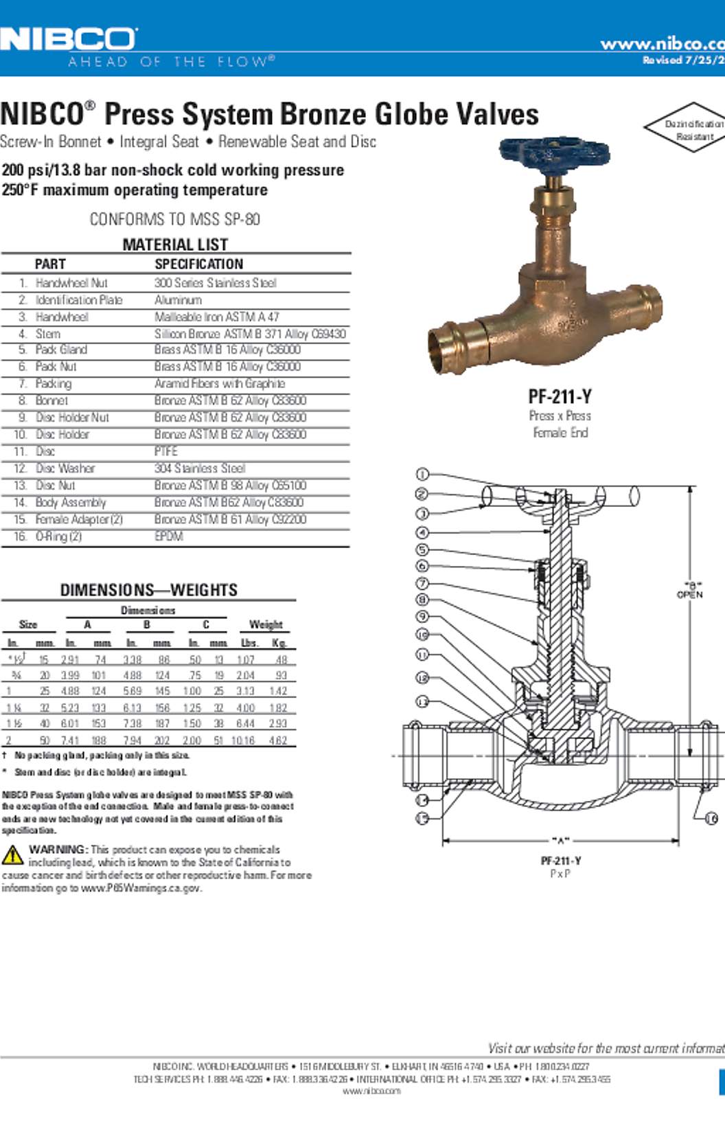 NIBCO PF-211-Y Submittal