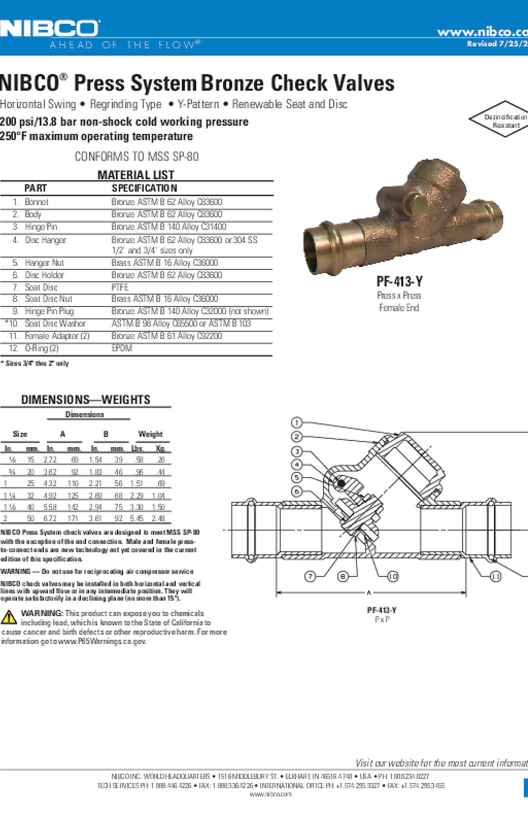 NIBCO PF-413-Y Submittal