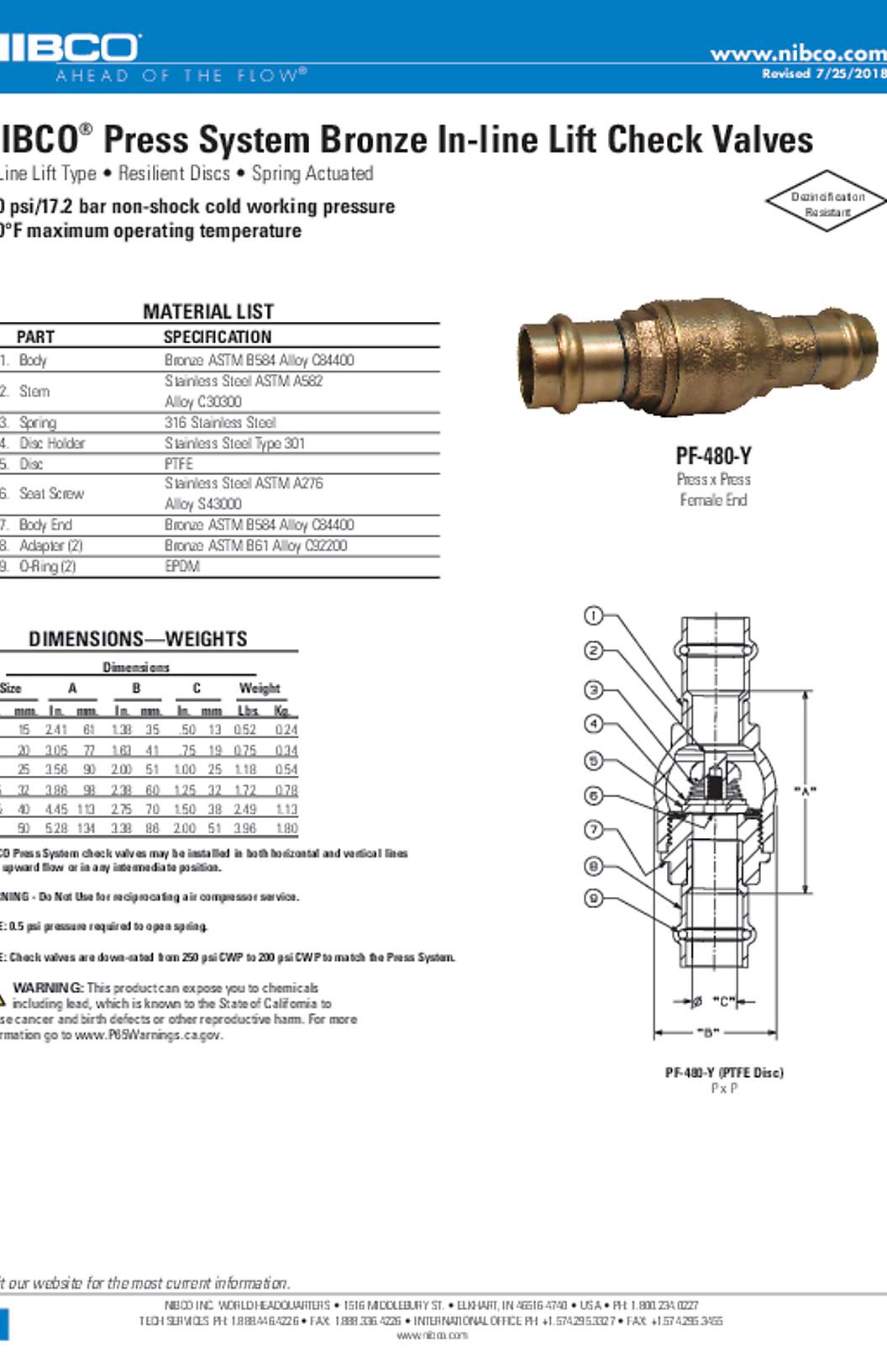 NIBCO PF-480-Y Submittal