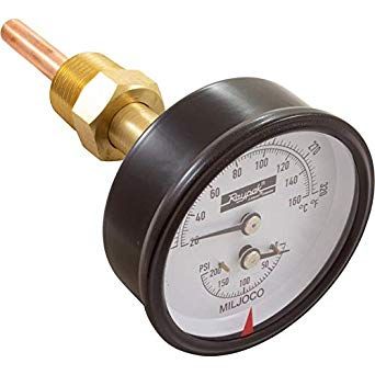 Raypak 007399F Tri Gauge, 0-200 PSI, Temperature Range 70-320°F, Half Inch Back