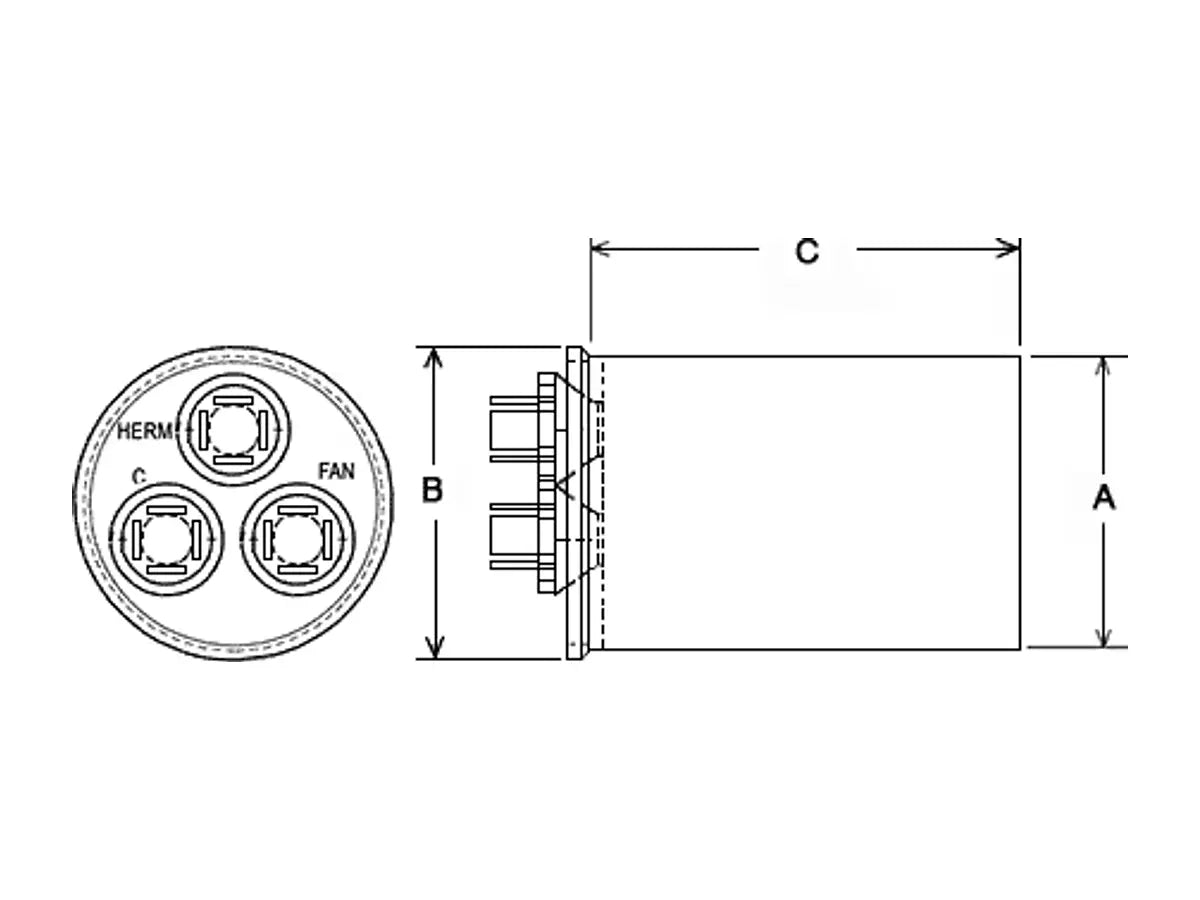 Rheem 43-101665-74, Capacitor 40/15/440 Dual Round