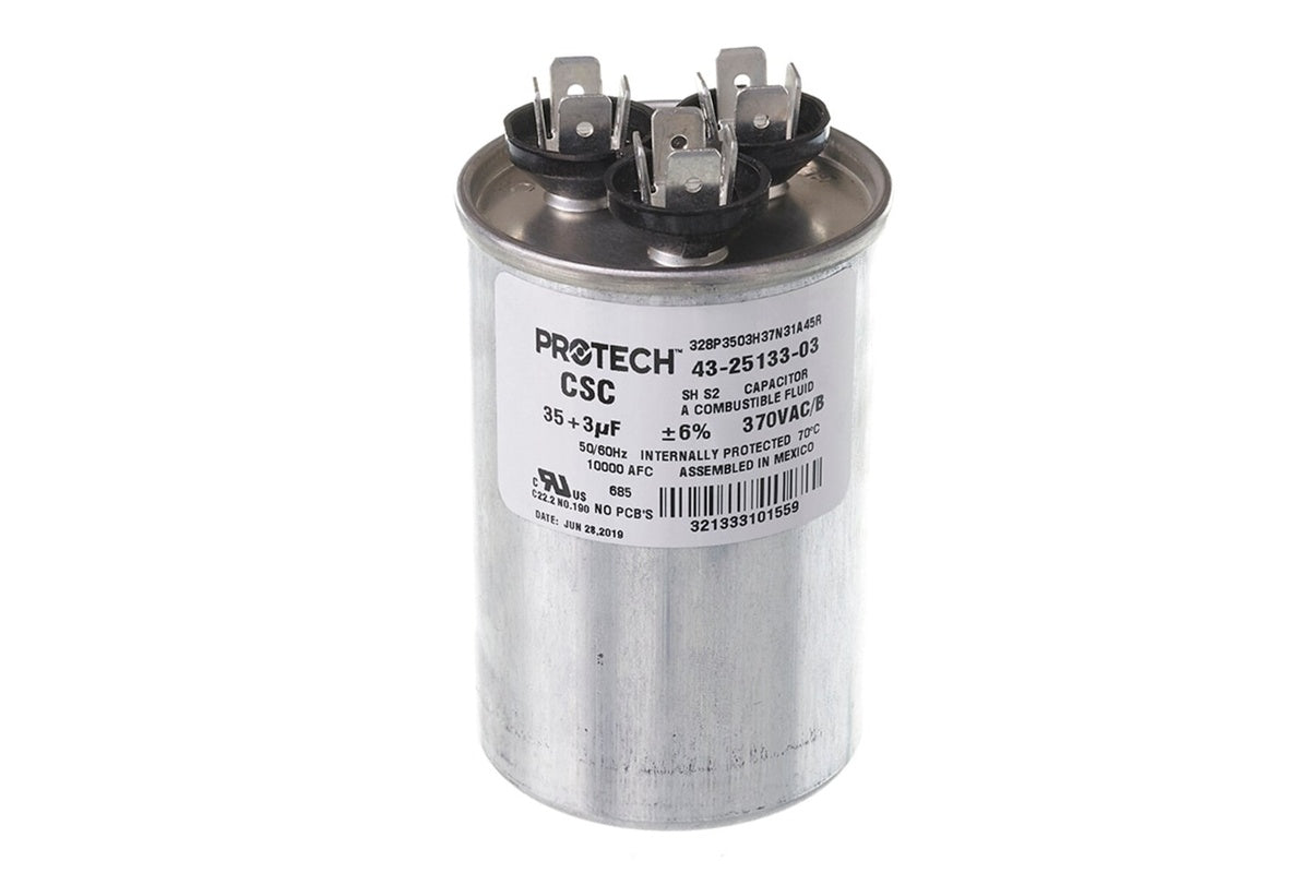 Rheem 43-25133-03, 35/3MFD Round Dual Capacitor, 370V