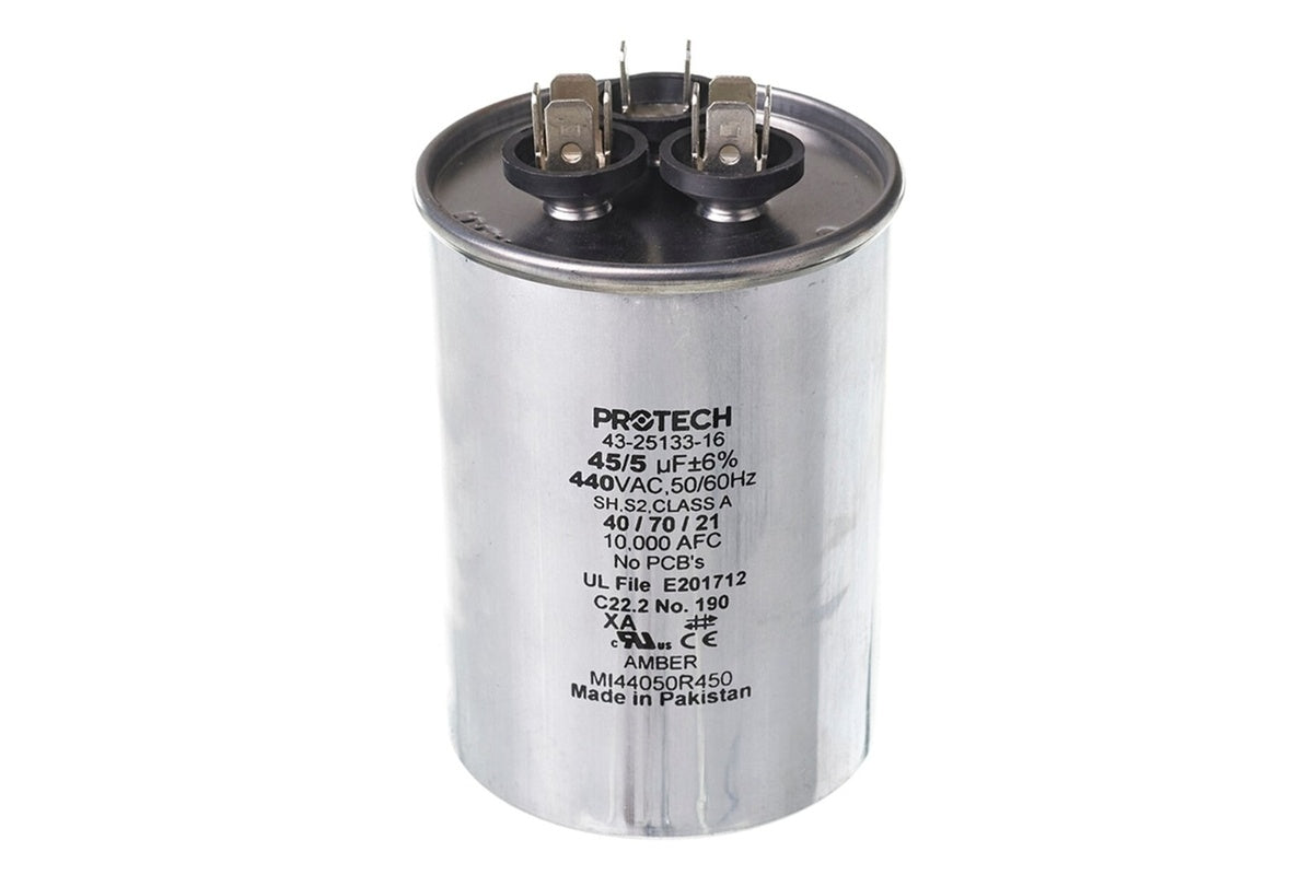 Rheem 43-25133-16, 45/5MFD Round Run Capacitor, 440V