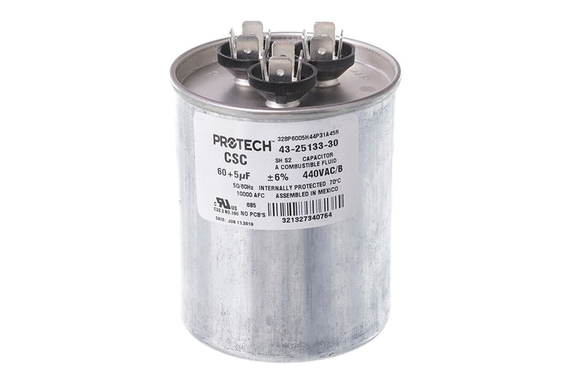 Rheem 43-25133-30, 60+5 MFD Dual Run Capacitor, 440V