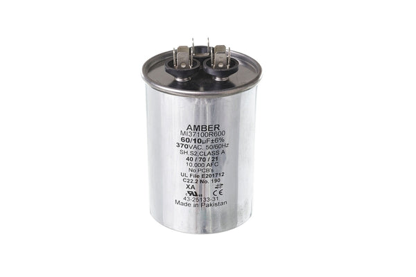 Rheem 43-25133-31, 60/10 MFD 370V Round Run Capacitor