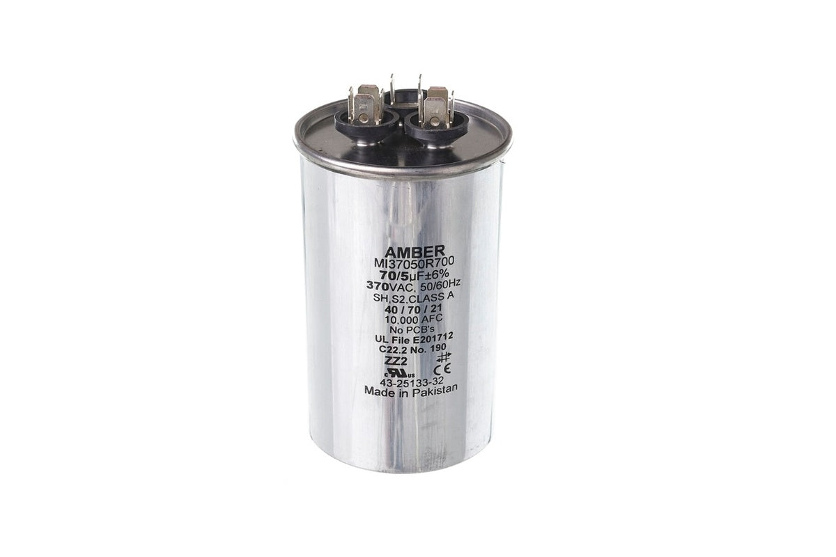 Rheem 43-25133-32, 70/5 MFD Round Run Capacitor at 370V