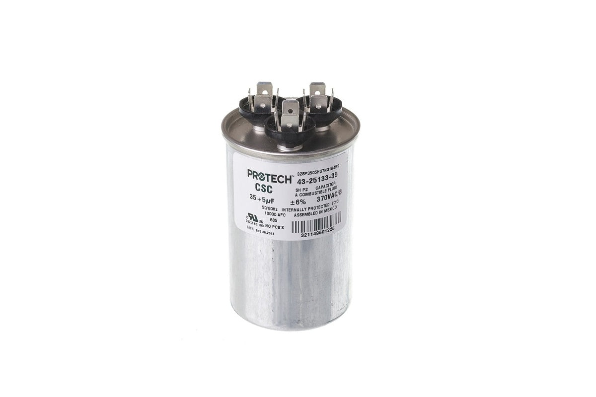 Rheem 43-25133-35, 35/5 MFD Round Run Capacitor at 370V
