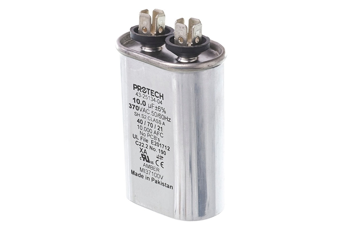 Rheem 43-25134-04 Run Capacitor, 10 MFD, 370V Oval Shape
