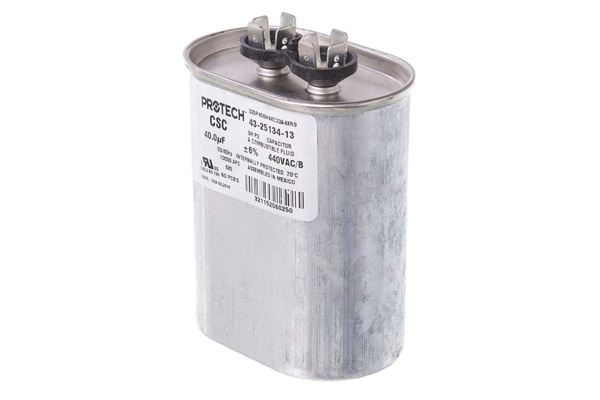 Rheem 43-25134-13, Capacitor 40 MFD 440V Oval Shape