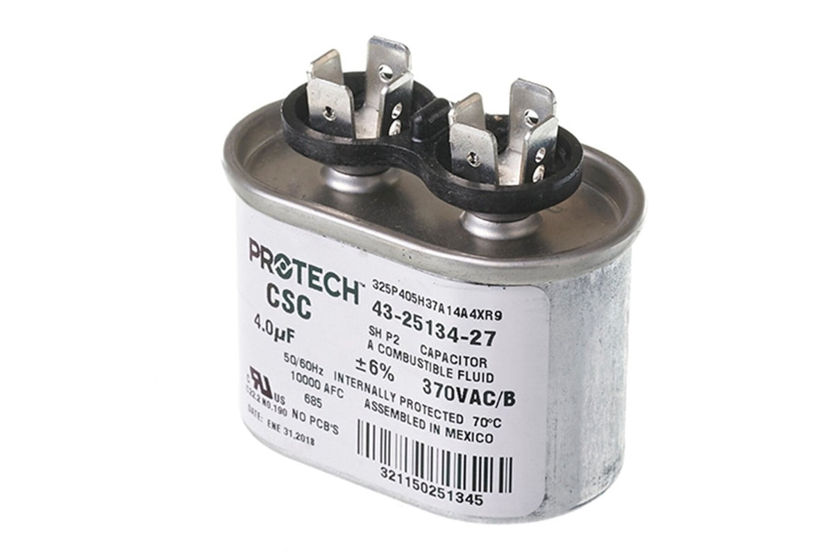 Rheem 43-25134-27, 4MFD 370V Oval Run Capacitor