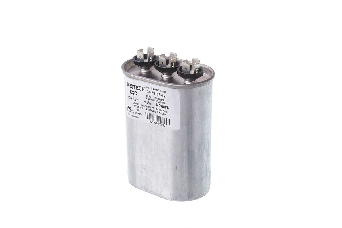 Rheem 43-25135-12, Dual Oval Capacitor 45/5 MFD at 440V