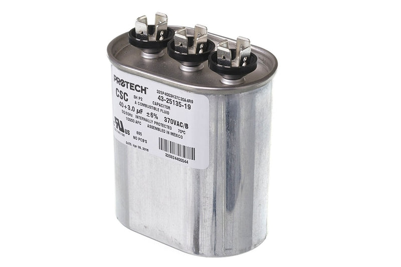 Rheem 43-25135-19, Dual Capacitor 40/3 MFD, 370V