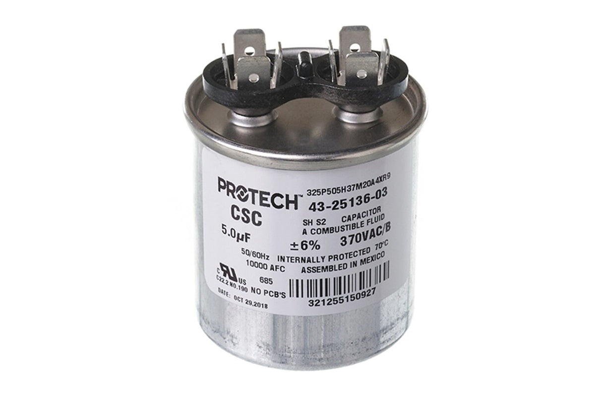 Rheem 43-25136-03, 5MFD 370V Round Capacitor