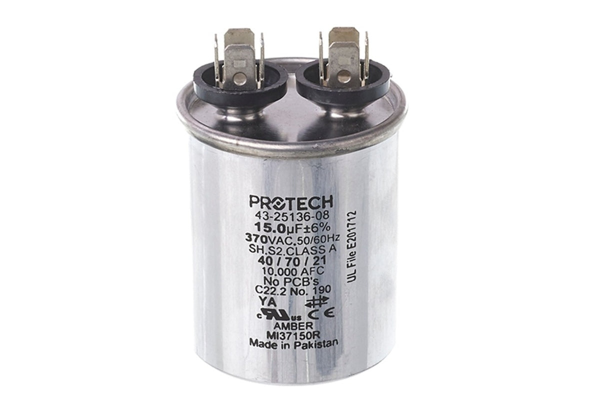 Rheem 43-25136-08, 15MFD 370V Round Run Capacitor
