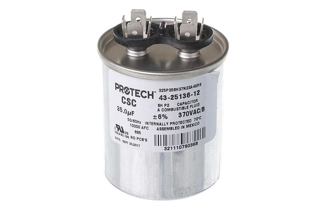 Rheem 43-25136-12, 35MFD 370V Round Run Capacitor