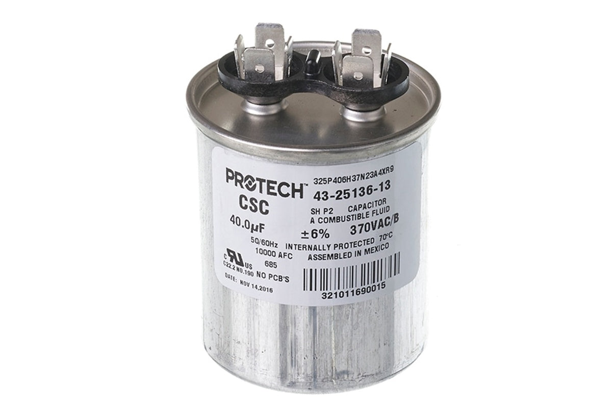 Rheem 43-25136-13, 40MFD 370V Round Run Capacitor
