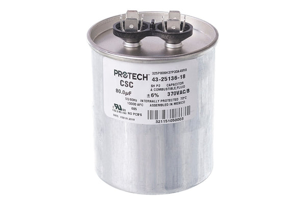 Rheem 43-25136-18, Single Round Capacitor 80/370