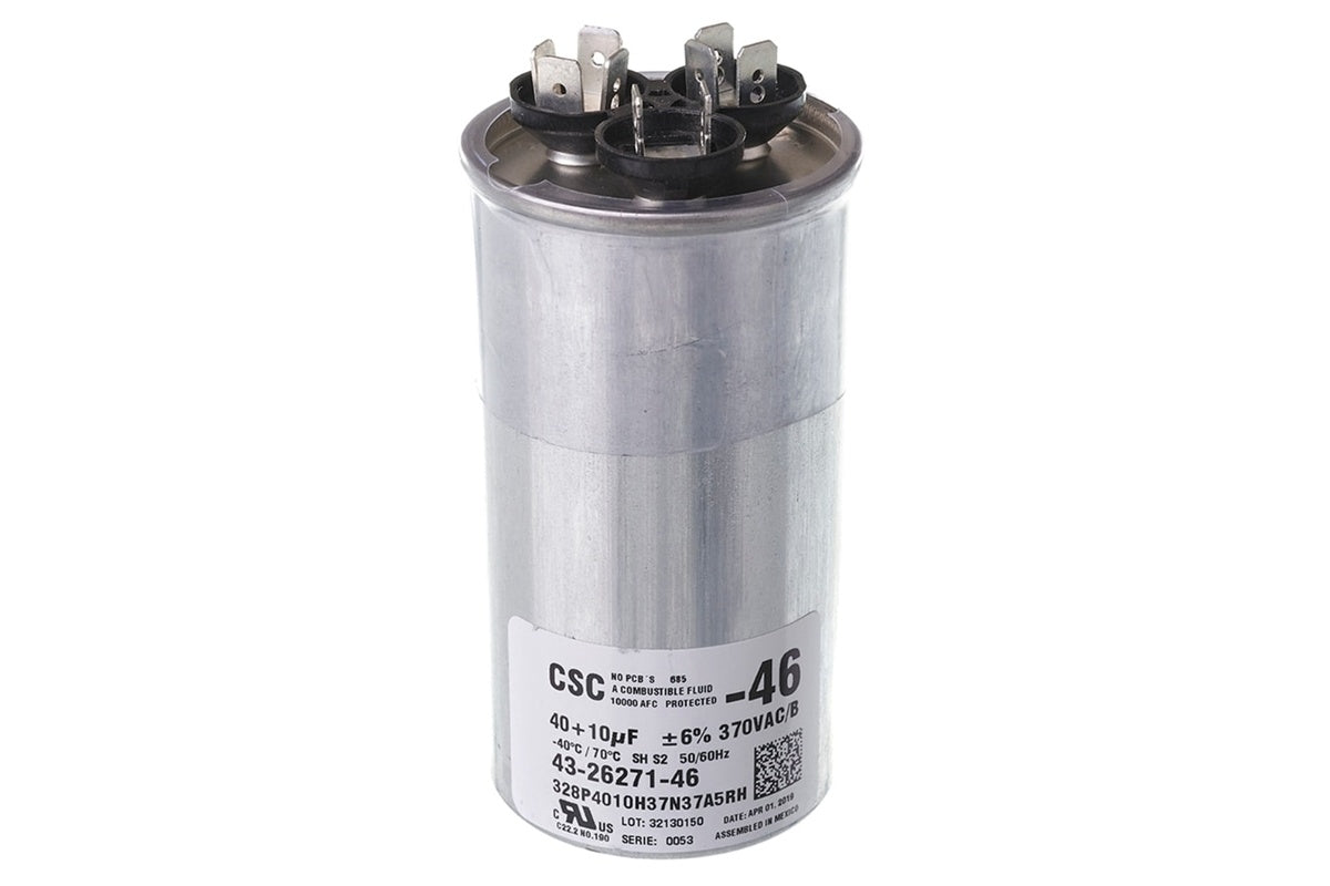 Rheem 43-26271-46, 40/10/370V Dual Round Run Capacitor