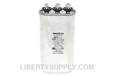 Rheem 43-25135-20, 40/3 MFD Oval Run Capacitor, 440V