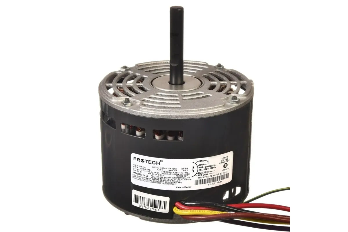 Rheem 51-102177-01, 208-230V Single PH Motor, 1/5 HP, Dual Speed at 1075 RPM