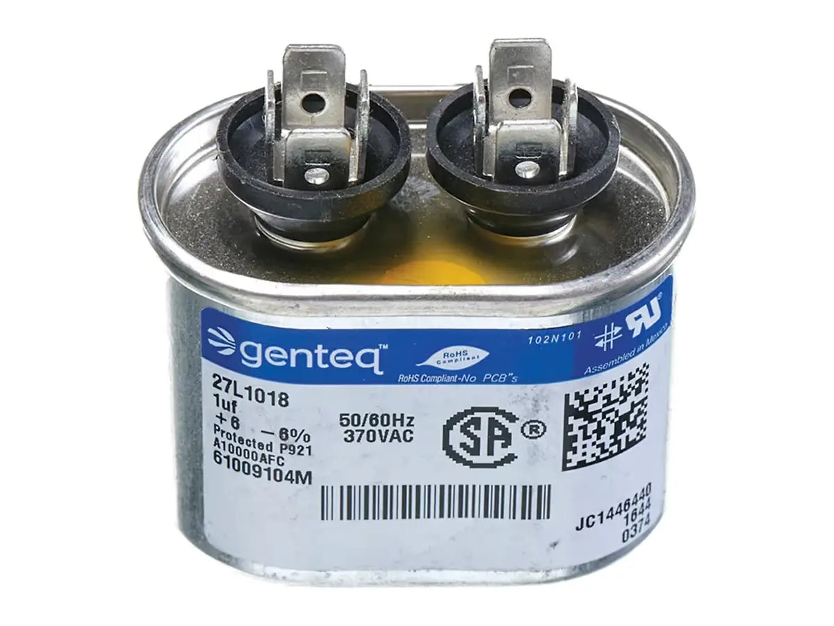 Rheem PD439105, Single Oval Capacitor, 1 UF, 370 VAC, 1.3