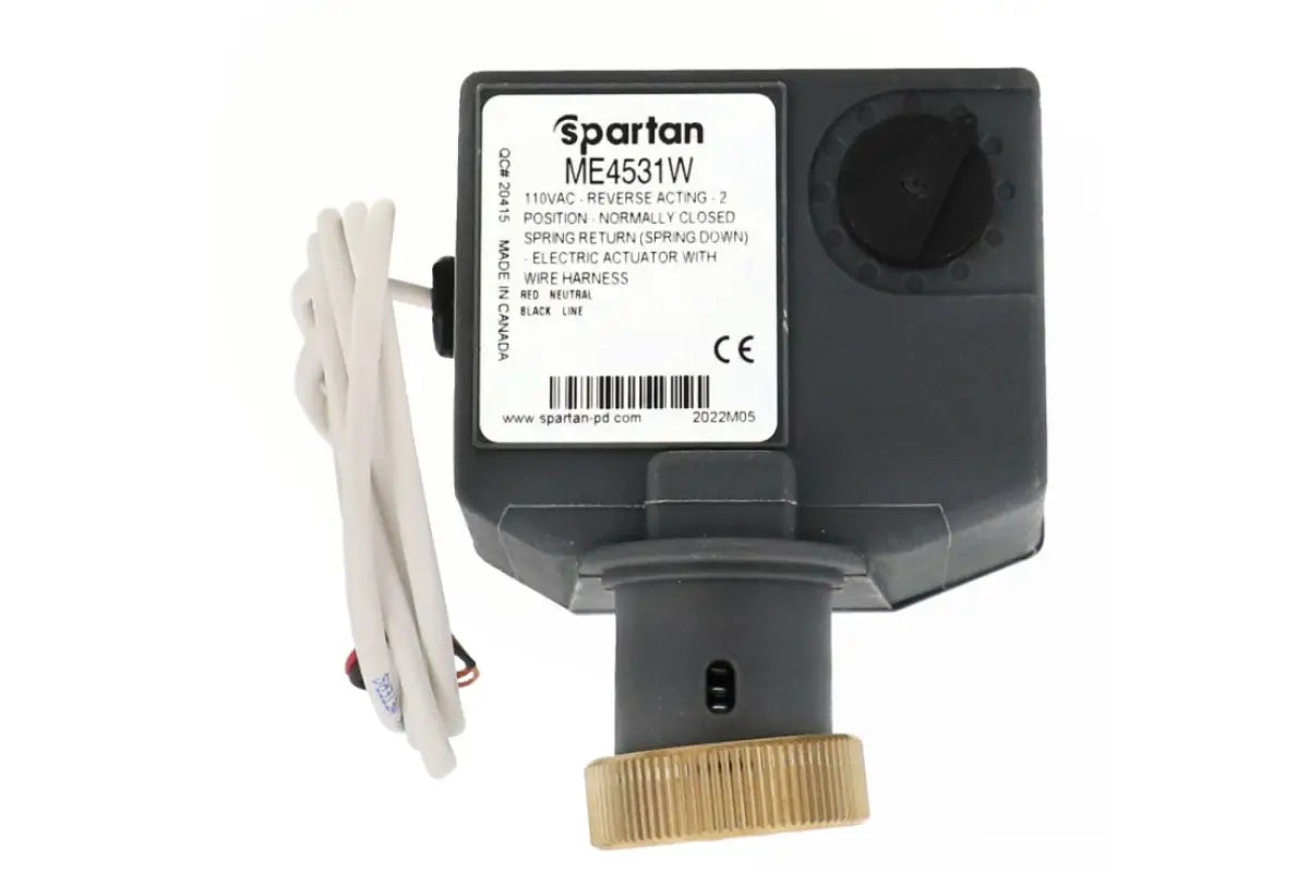 Spartan Valves ME4531W, 110V 2-Position Spring Return NC Stem Down 36-inch Cable