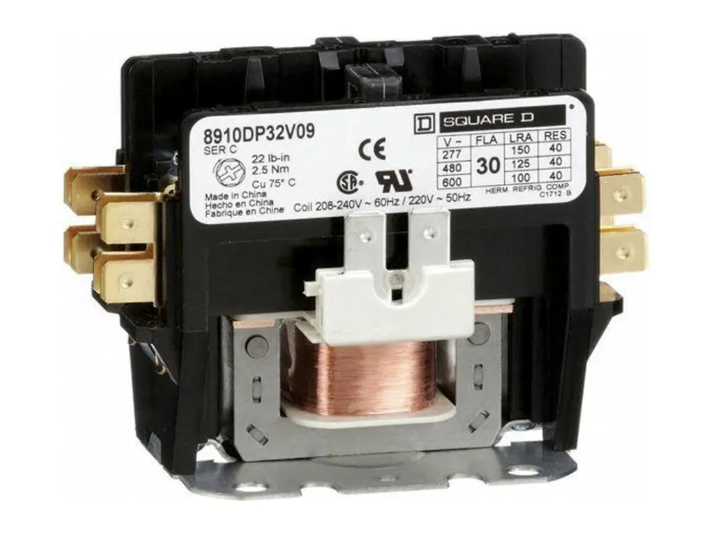 Square D 8910DP32V09, 208/240V 30A 2 Pole Contactor