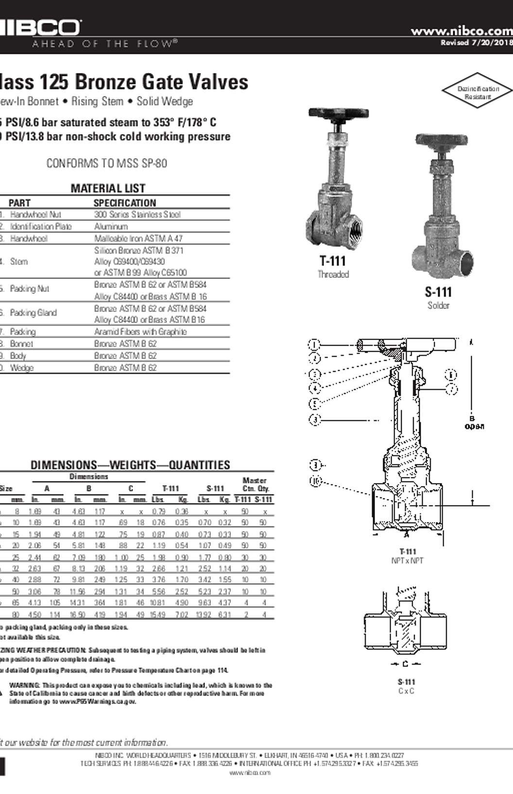 NIBCO T-111 Submittal