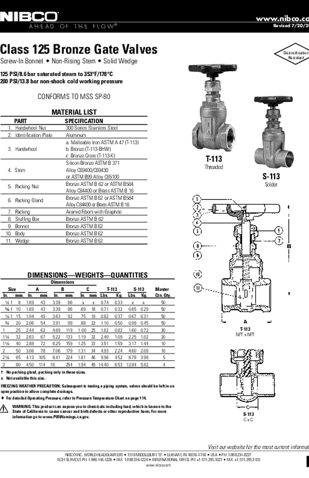 NIBCO T-113 Submittal